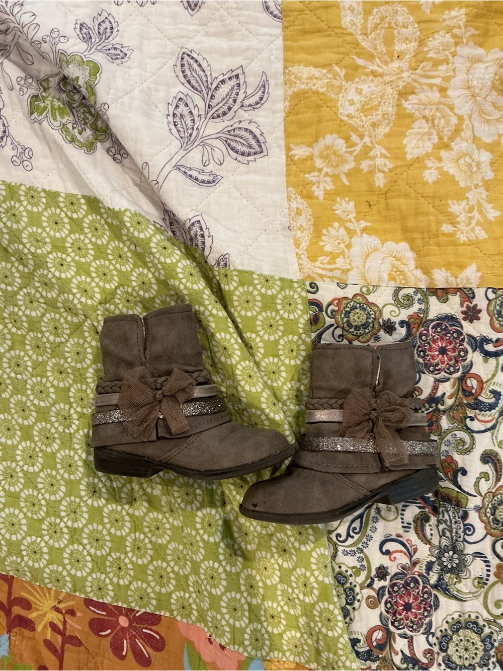 Jellypop Taupe Bow Accent Suede Kids Ankle Boots